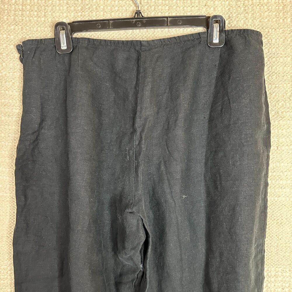 EILEEN FISHER black high rise wide leg linen crop pants L - Picture 5 of 7